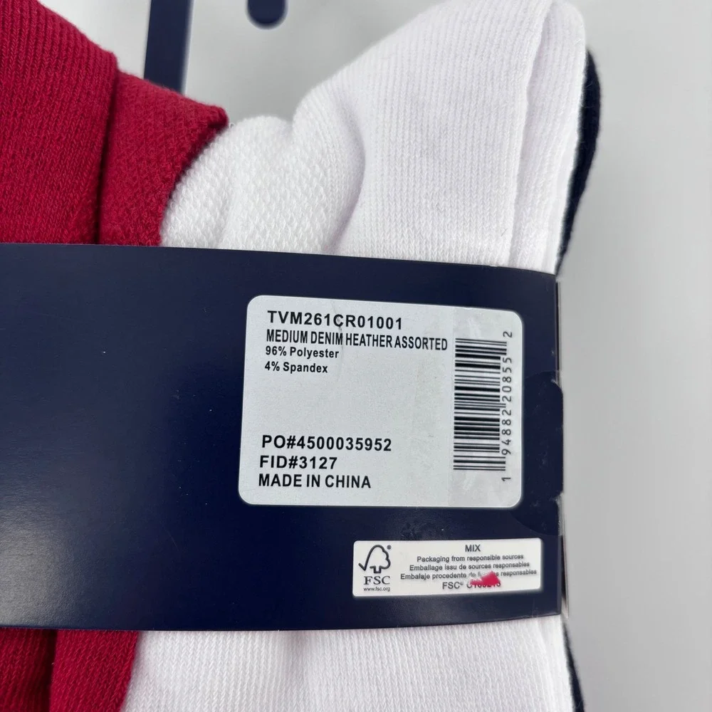 Tommy Hilfiger USA Cushion Crew Socks Mens One Size Assorted 5 Pair New NWT Logo